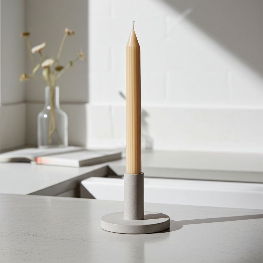 Beeswax Taper Candle | Fluted | Natural Yellow