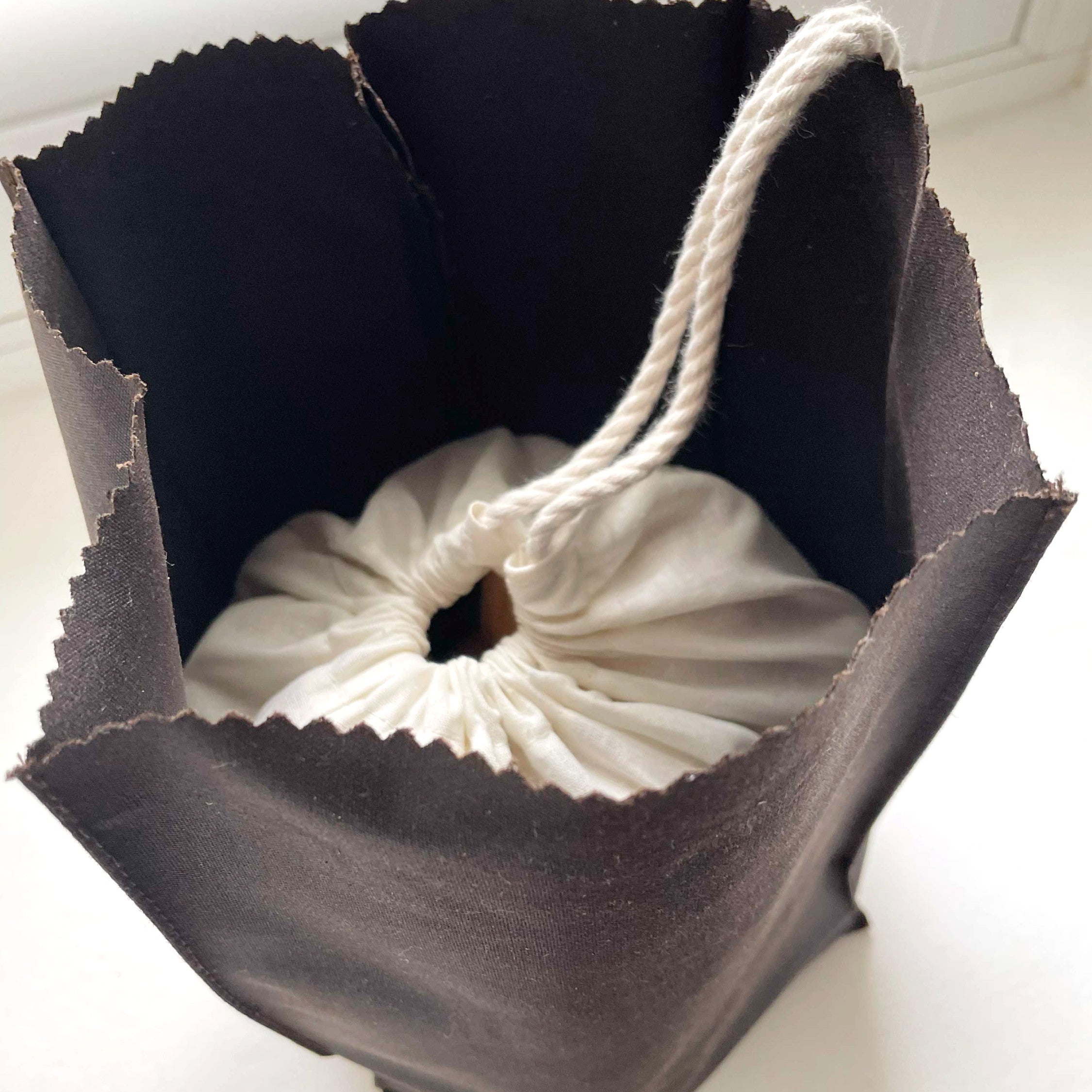 WAXED COTTON POTATO SACK - BROWN