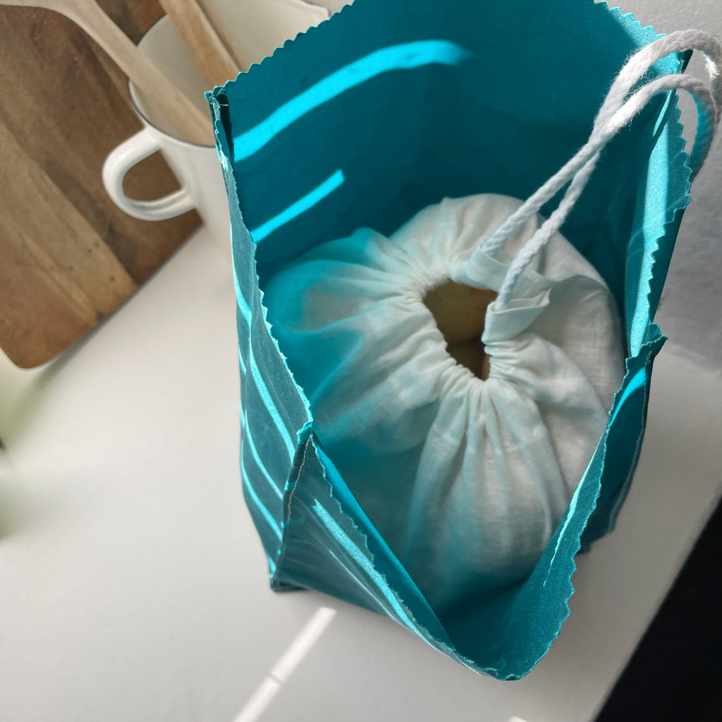 WAXED COTTON POTATO SACK - TURQUOISE