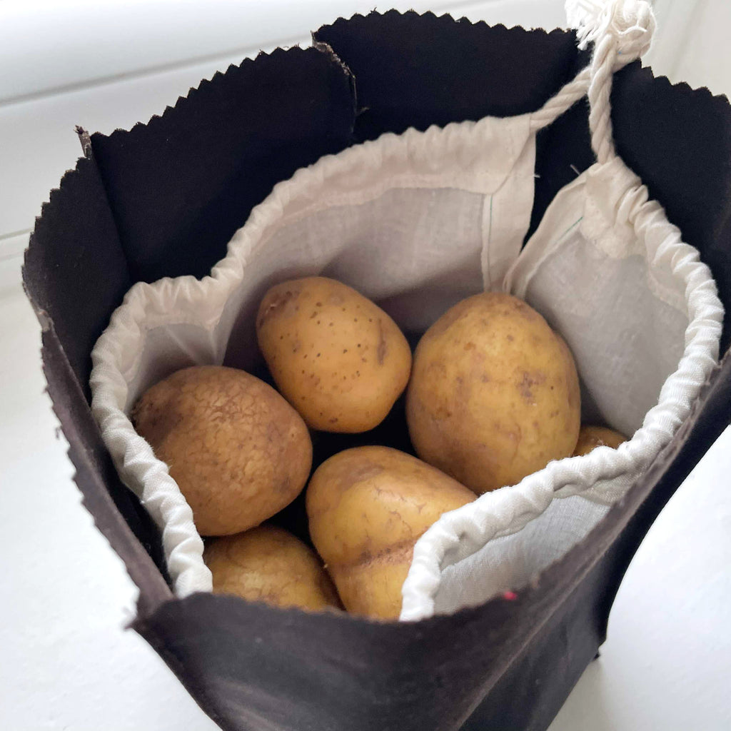 WAXED COTTON POTATO SACK - BROWN