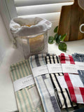 LINEN FOOD SACK - Black & Cream