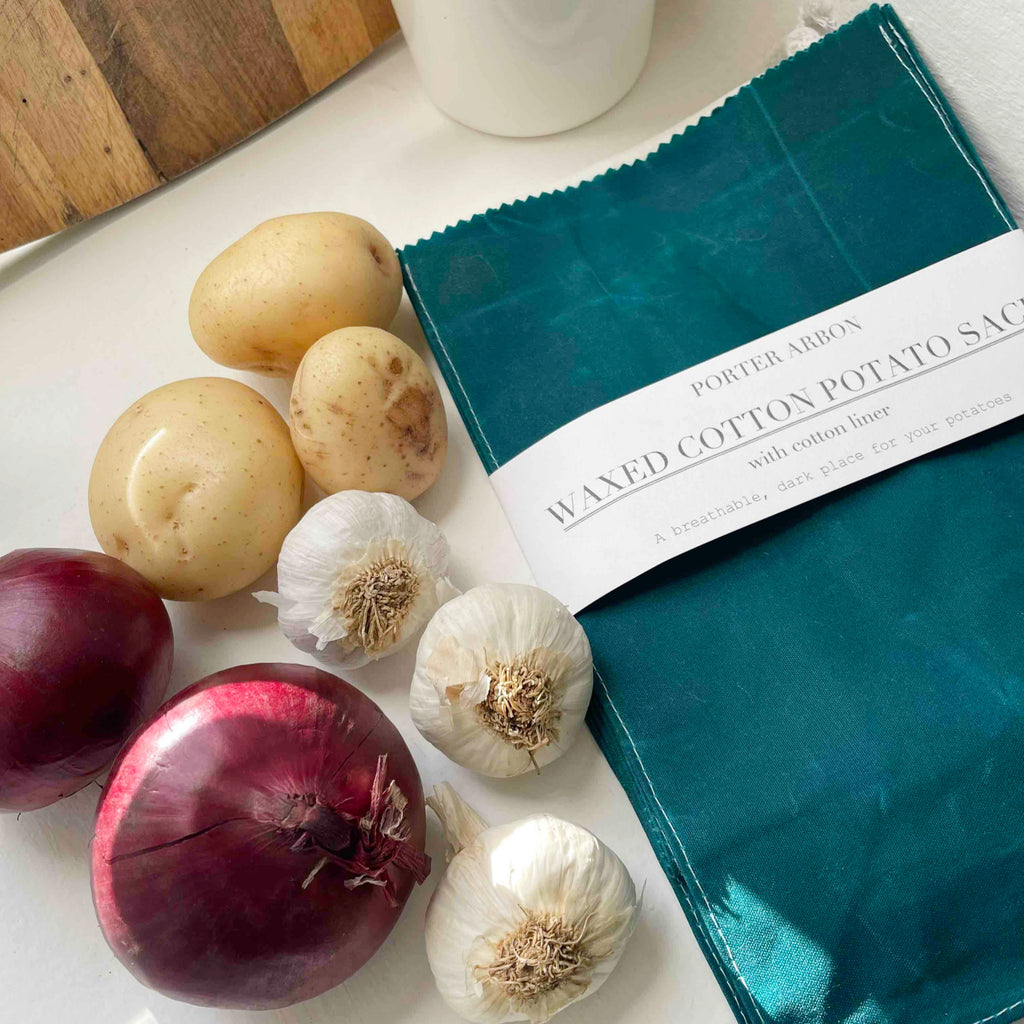 WAXED COTTON POTATO SACK - TURQUOISE