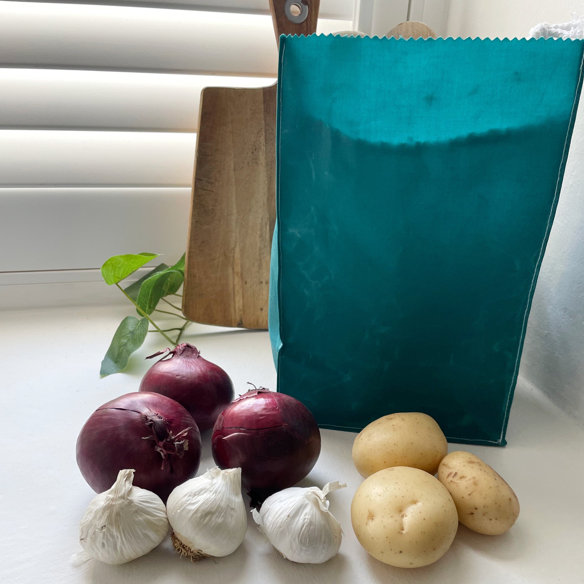 WAXED COTTON POTATO SACK - TURQUOISE