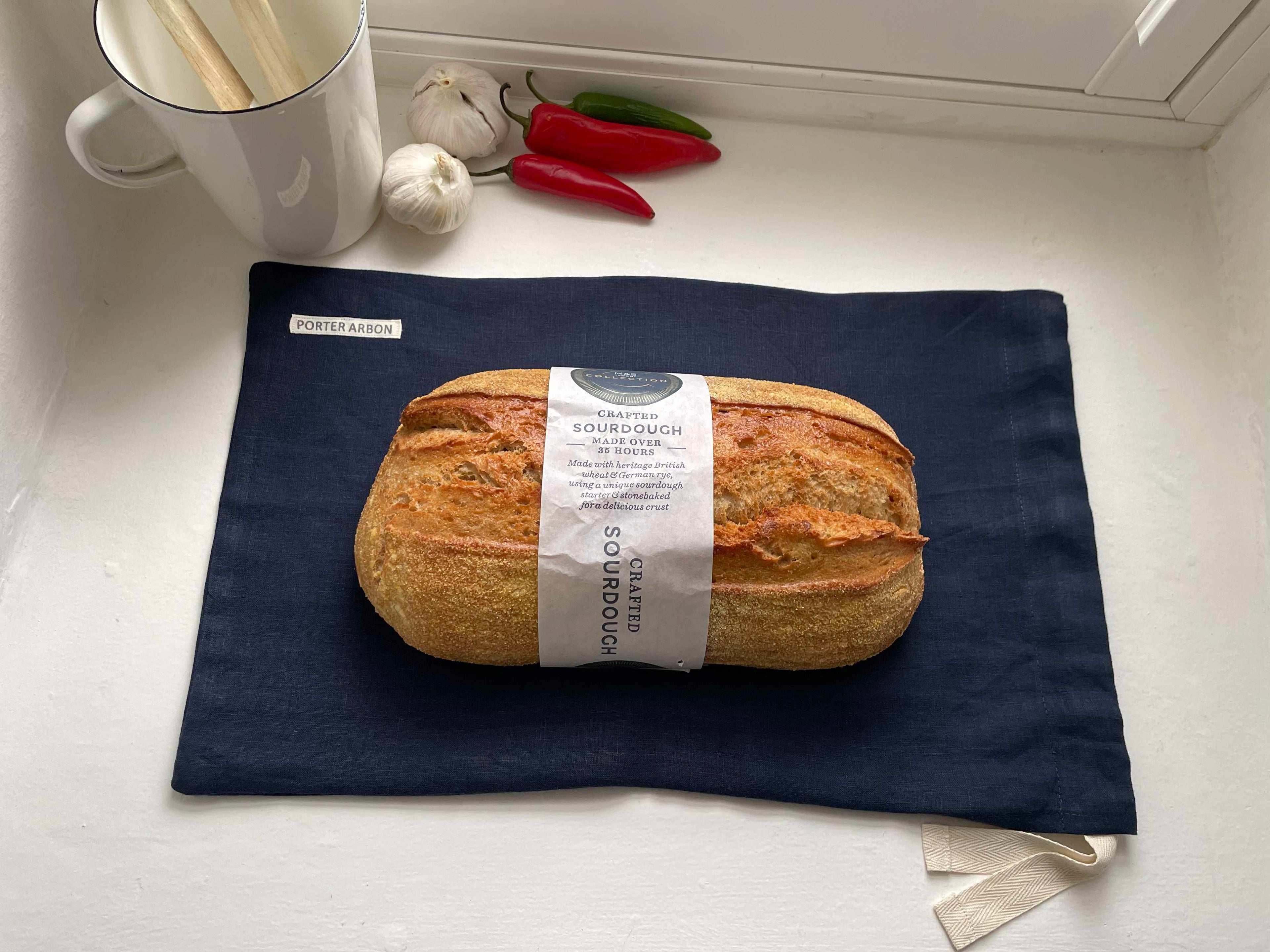 FRENCH LINEN BREAD SACK - NAVY BLUE
