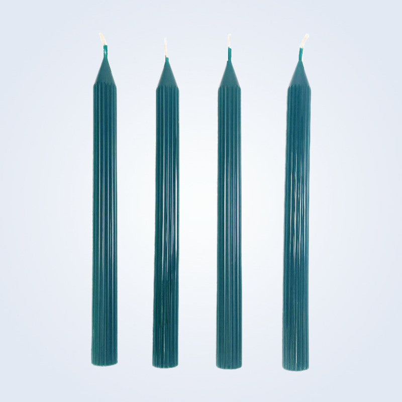 Coloured Beeswax Taper Candle | Fluted | Spruce Green