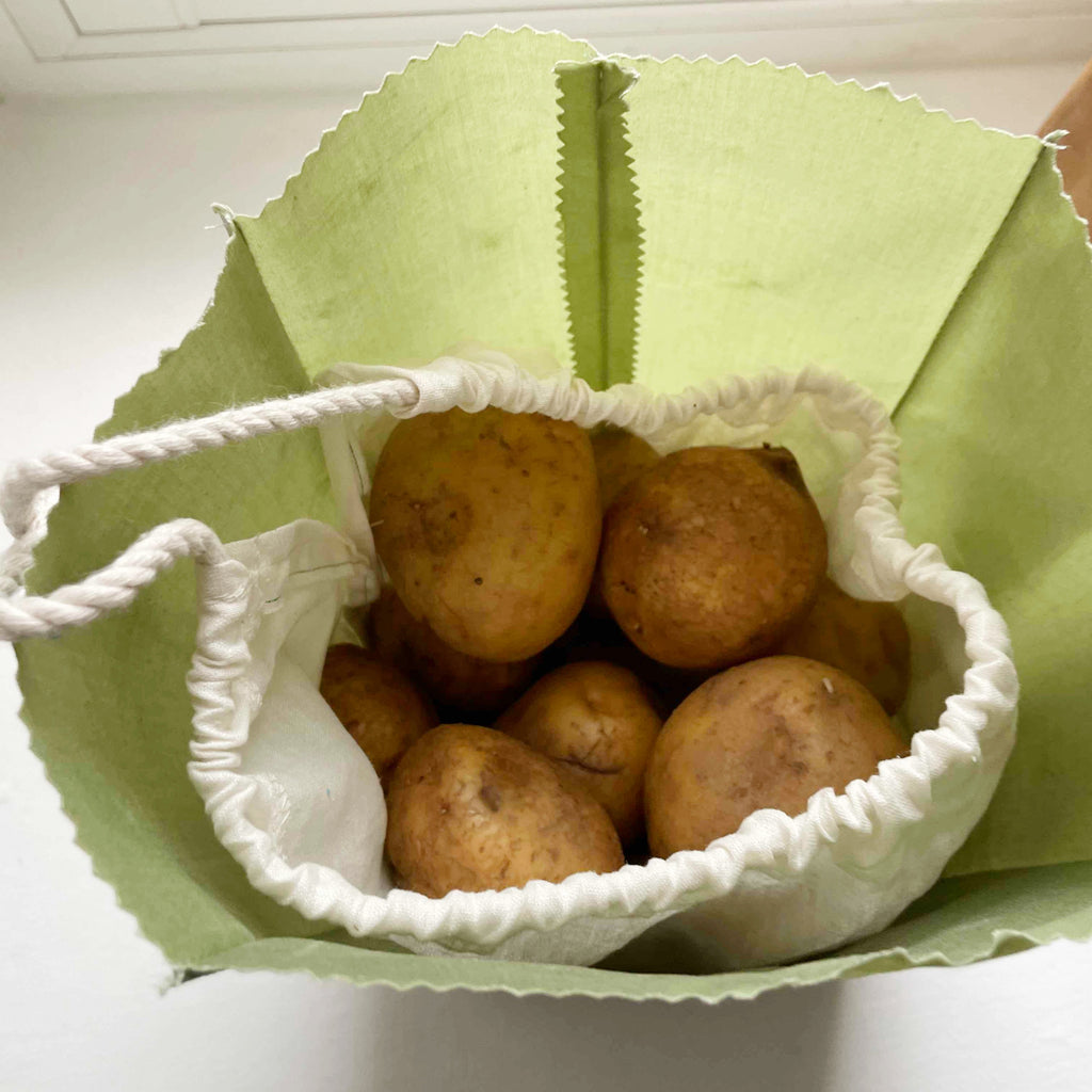 WAXED COTTON POTATO SACK - MOSS GREEN