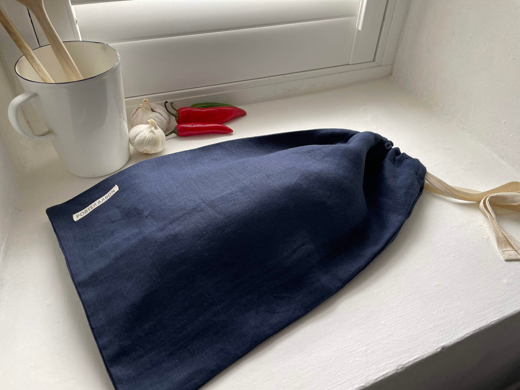 FRENCH LINEN BREAD SACK - NAVY BLUE
