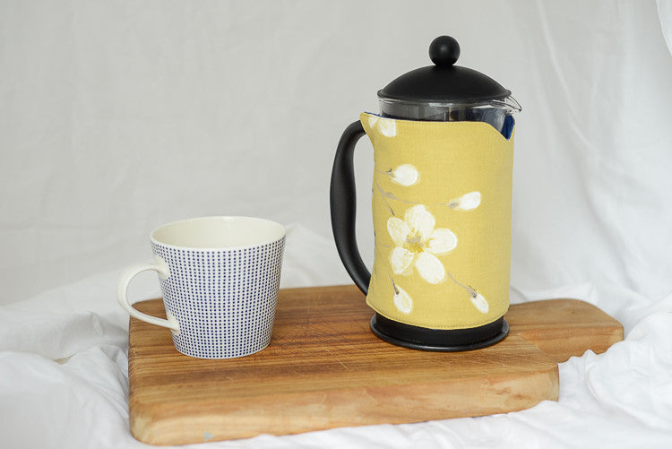Cafetiere Cover - Mustard Floral
