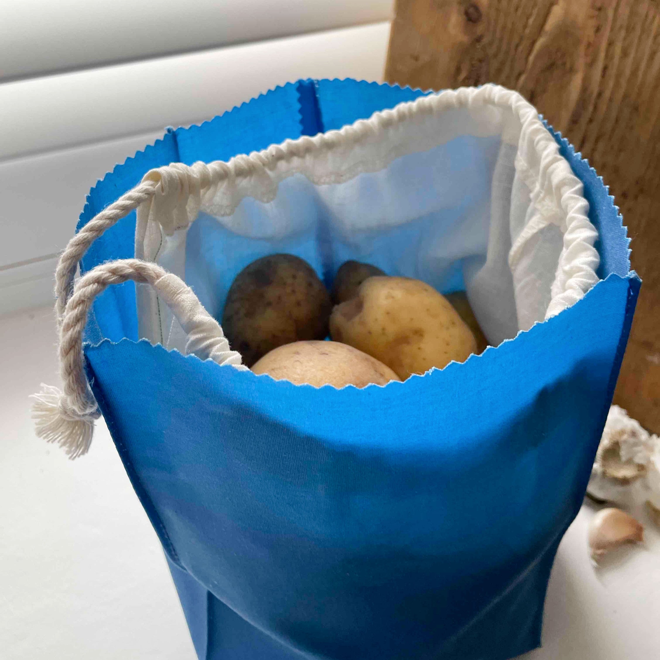WAXED COTTON POTATO SACK - BLUE