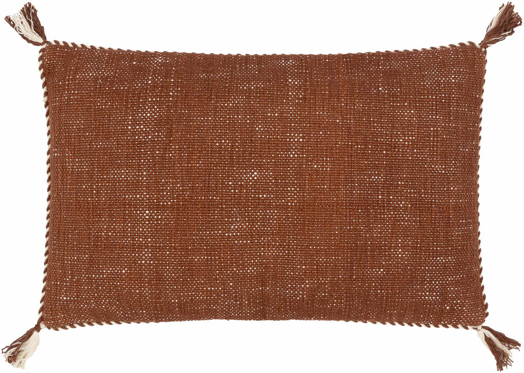 Brunel Brown Subtle Woven Stripe Cottage Country Cotton Accent Pillow - Clearance