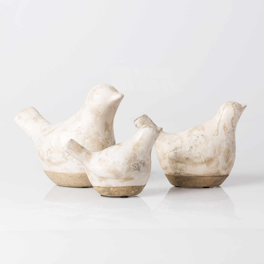 Albuccione Beige Rustic Bird Figurine Decor