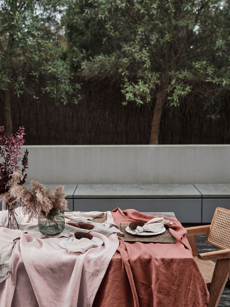 Peach Linen Table Cloth