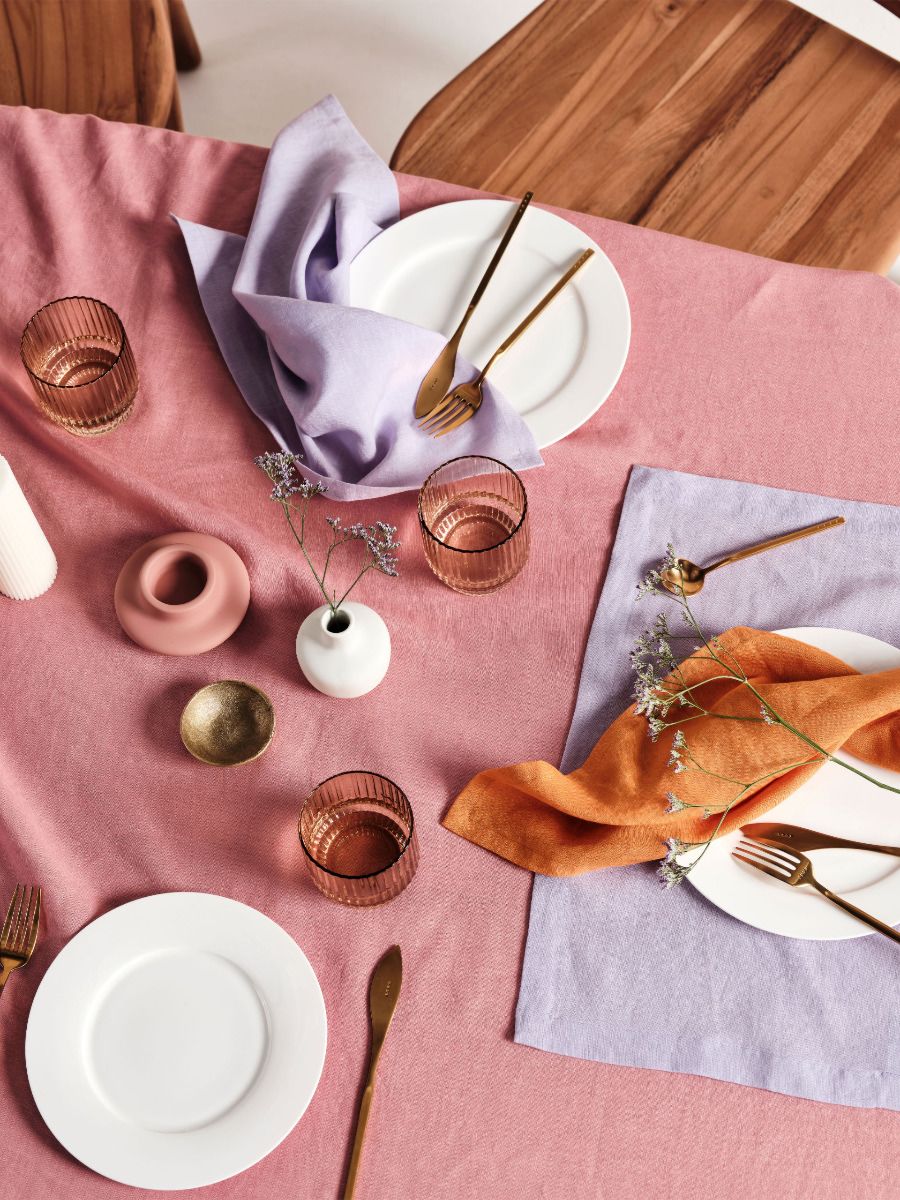 Pink Linen Table Cloth