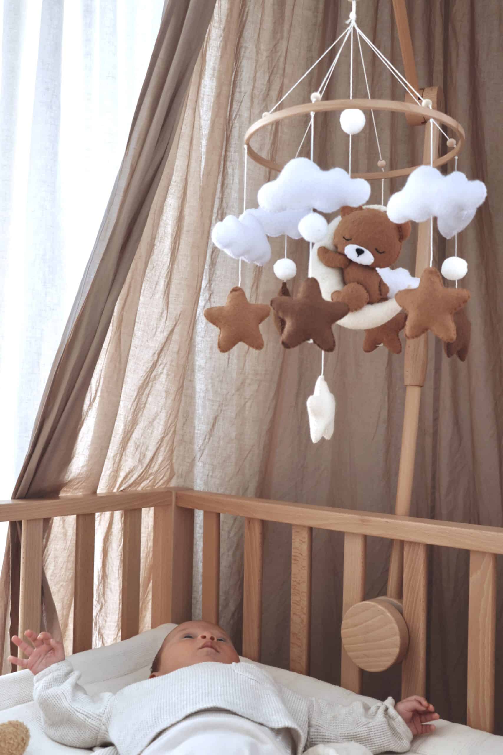 Handmade Sleeping Teddy baby mobile