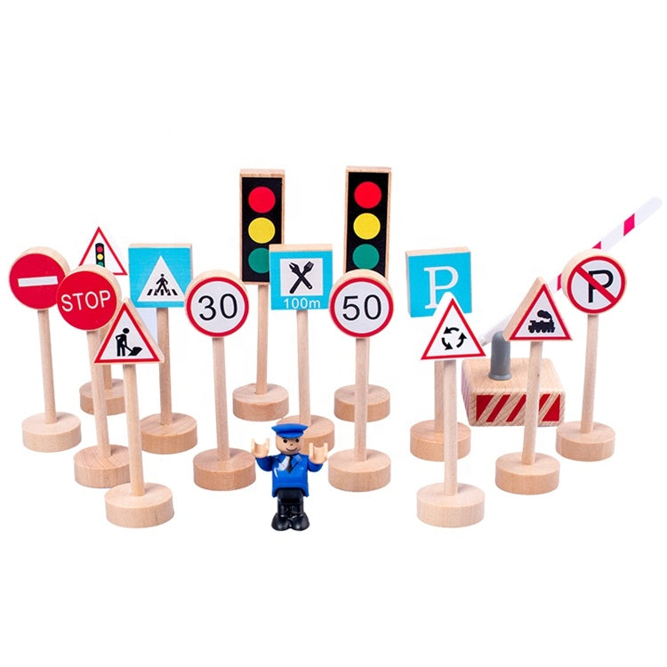 Wooden Traffic Road Signs Learning Toy