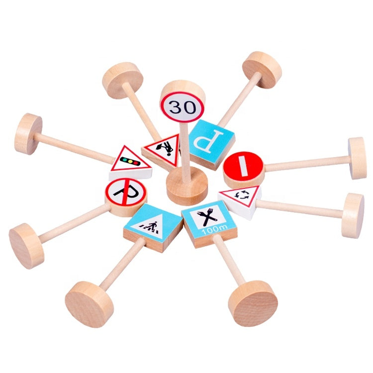 Wooden Traffic Road Signs Learning Toy
