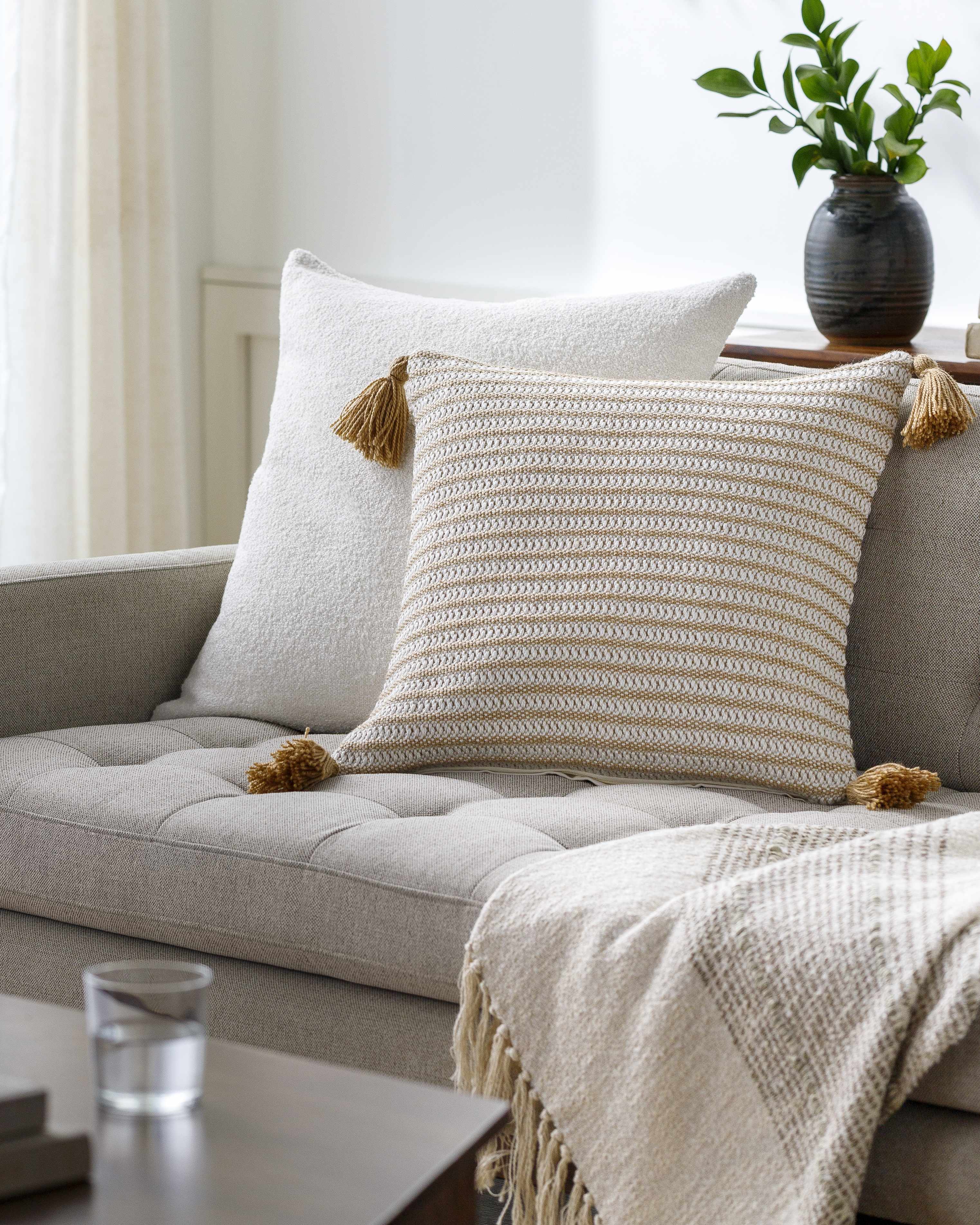 Goldin Goldenrod Textured Weave Cottage Polyester Accent Pillow - Clearance